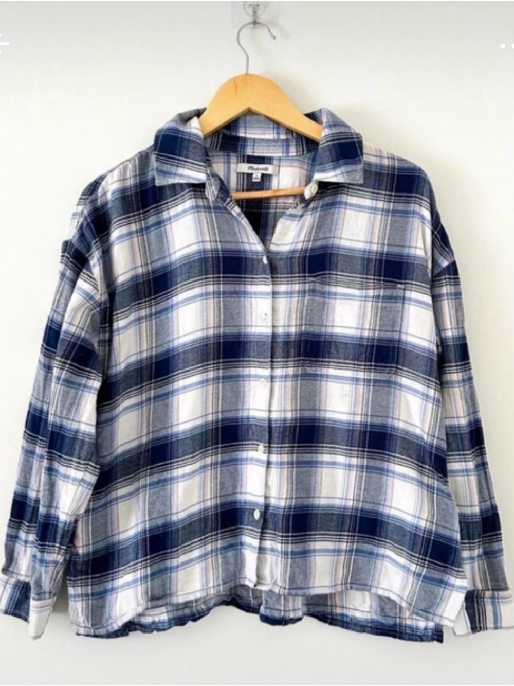 Madewell Blue & White Plaid Button-Down Shirt size M